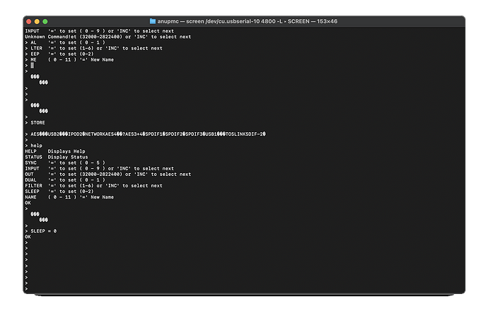 Vivaldi Upsampler RS232 screen cpature