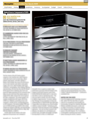 dCS Varese Stereophile Digital Component of the Year