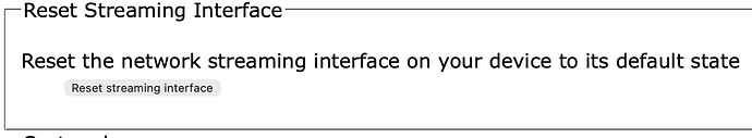 Reset Streaming Interface